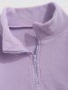 Half Zip Polar Fleece Letter Embroidered Sweatshirt -  