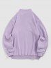 Half Zip Polar Fleece Letter Embroidered Sweatshirt -  
