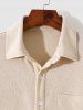 Men's Casual Daily Solid Color Half Button Polo Collar Terry Cloth Toweling Textured Front Pocket Long Sleeves Sweatshirt -  
