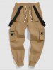 Strap Design Beam Feet Cargo Pants -  