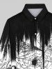 Chemise D'Halloween Troile D'Araignée Brillante Imprimée pour Homme - Noir XL