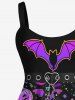 Plus Size 3D Halloween Bat Pumpkin Heart Buckle Chains Grommets Print Tank Dress -  
