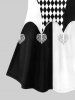 Halloween Clown Costume Plus Size Rhombus Colorblock Heart Print T-shirt Jester Lady -  