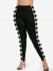Legging Costume D'Halloween Losange et Clown Imprimés en Blocs de Couleurs de Grande Taille - Noir 3X