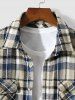 Veste Cargo Décontractée Boutonnée à Carreaux avec Poches en Flanelle à Manches Longues - café lumière S