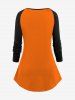 Plus Size Wizard Bat Pumpkin Cake Print Halloween Raglan Sleeves T-shirt -  