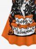 Plus Size Wizard Bat Pumpkin Cake Print Halloween Raglan Sleeves T-shirt -  