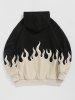 Men's Casual Colorblock Two Tone Flame Fire Letter California Embroidered Drawstring Pullover Hoodie -  