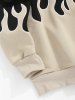 Men's Casual Colorblock Two Tone Flame Fire Letter California Embroidered Drawstring Pullover Hoodie -  