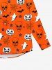 T-shirt D'Halloween Gothique Toile D'Araignée Crâne Citrouille et Fantôme Imprimés avec Boutons - Orange XL