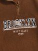 Quarter Zip Colorblock BROOKLYN WEST COAST Embroidery Polar Fleece Thermal Lined Pullover Sweatshirt -  