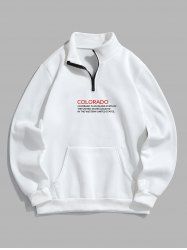 Men's COLORADO Slogan Fleece-lined Kangaroo Pocket Quarter Zip Pullover Sweatshirt -  