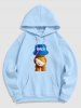 Men's Cartoon Bear SPACE Graphic Pattern Thermal Fleece-lined Kangaroo Pocket Pullover Hoodie and Drawstring Jogger Pants Sports Set -  