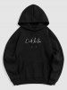 Men's Matching Athleisure Style Sweatsuit Co Ord Letter Printed Drawstring Thermal Fleece Lined Pullover Hoodie and Jogger Pants Two Piece Set -  