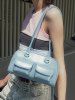 Women's Retro Style Daily Office Solid Color Multi-pocket Bowling Underarm Shoulder Bag -  