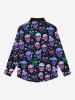 Gothic Colorful Ombre Skulls Stars Print Halloween Shirt For Men -  