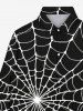 Chemise D'Halloween Gothique Toile D'Araignée Imprimée avec Bouton pour Homme - Noir XL
