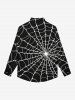 Gothic Spider Web Print Buttons Halloween Shirt For Men -  