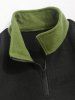 Quarter Zip Colorblock BROOKLYN WEST COAST Embroidery Polar Fleece Thermal Lined Pullover Sweatshirt -  