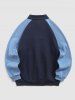 CALIFORNIA Embroidery Two Tone Colorblock Raglan Sleeves Fleece Lined Thermal Quarter Zip Sweatshirt -  
