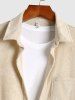 Men's Solid Color Fuzzy Terry Cloth Front Pocket Long Sleeves Shirt -  