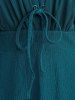 Robe Fendue Texturée en Maille à Manches de Cloche de Grande Taille à Lacets - Vert 2X | US 18-20