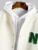 Men's Solid Color Jacquard Texture Alphabet Embroidered Appliques Baseball Collar Jacket -  