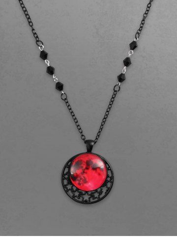 Collier avec Pendentif Lune Rouge Style Gothique