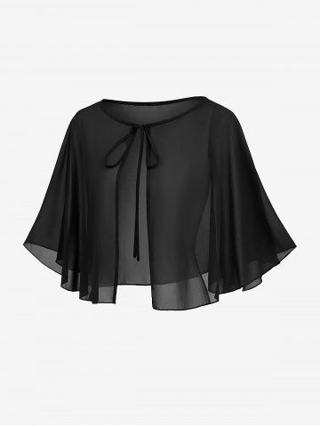 Plus Size Tied Sheer Mesh Cape Shawl Matching For Dress [51% OFF