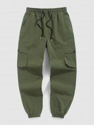 Pantalon Cargo de Jogging à Plusieurs Poches de Couleur Unie Design pour Hommes - Vert profond XXL