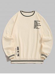 Letter Slogan Textured Long Sleeves Pullover Sweatshirt -  