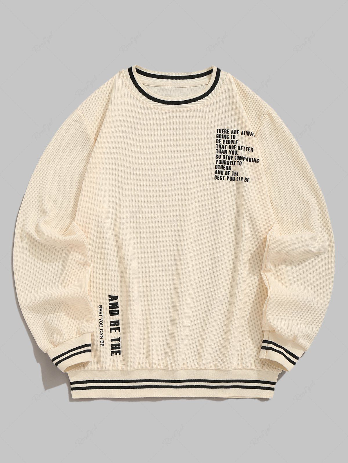 Shop Letter Slogan Textured Long Sleeves Pullover Sweatshirt  