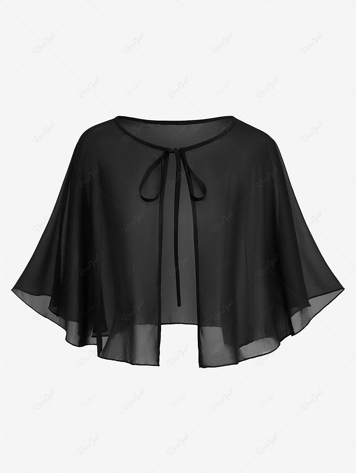 Outfit Plus Size Tied Sheer Mesh Cape Shawl Matching For Dress  