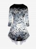 Plus Size Skeleton Colorblock Bat Print 2 In 1 T-shirt -  