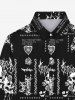 Gothic Heart Skulls Flowers Print Halloween Buttons Shirt For Men -  