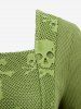 T-shirt Texturé Crâne Noué à Frange de Grande Taille - Vert 1X | US 14-16