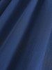Chemisier Plissé Fleuri Texturé Crâne Panneau en Mousseline de Grande Taille à Manches Evasées 2 en Maille - Bleu profond M | US 10