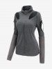 Gothic Hollow Out Cowl Neck Patchwork Long Sleeves T-shirt -  