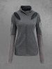 Gothic Hollow Out Cowl Neck Patchwork Long Sleeves T-shirt -  