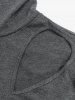 Gothic Hollow Out Cowl Neck Patchwork Long Sleeves T-shirt -  
