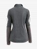 Gothic Hollow Out Cowl Neck Patchwork Long Sleeves T-shirt -  
