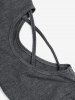 Gothic Hollow Out Cowl Neck Patchwork Long Sleeves T-shirt -  