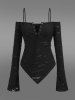 Gothic Lace Up Ripped Off The Shoulder Asymmetric Cami T-shirt -  