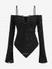 Gothic Lace Up Ripped Off The Shoulder Asymmetric Cami T-shirt -  