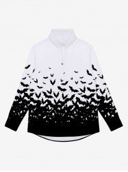 Gothic Bats Print Halloween Buttons Shirt For Men -  