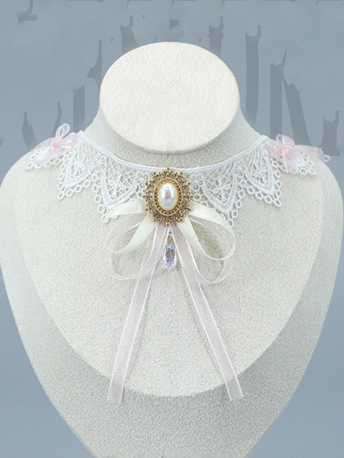 Cheap Cross Floral Lace Faux Pearl Choker Necklace  