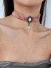 Glitter Mesh Vintage Faux Pearl Choker Necklace -  