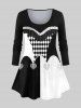 T-shirt Imprimé Clown et Legging Contrastant Halloween Grande Taille - Noir 