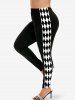 T-shirt Imprimé Clown et Legging Contrastant Halloween Grande Taille - Noir 