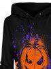 Halloween Pumpkin and Splash Ink Print Lace Up Mini Hoodie Dress -  